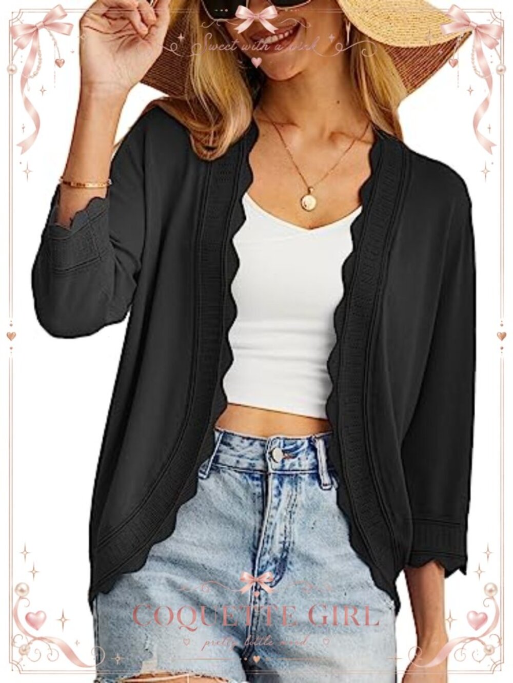 Lightweight Open Front Summer Cardigan Cropped Knit Shrug